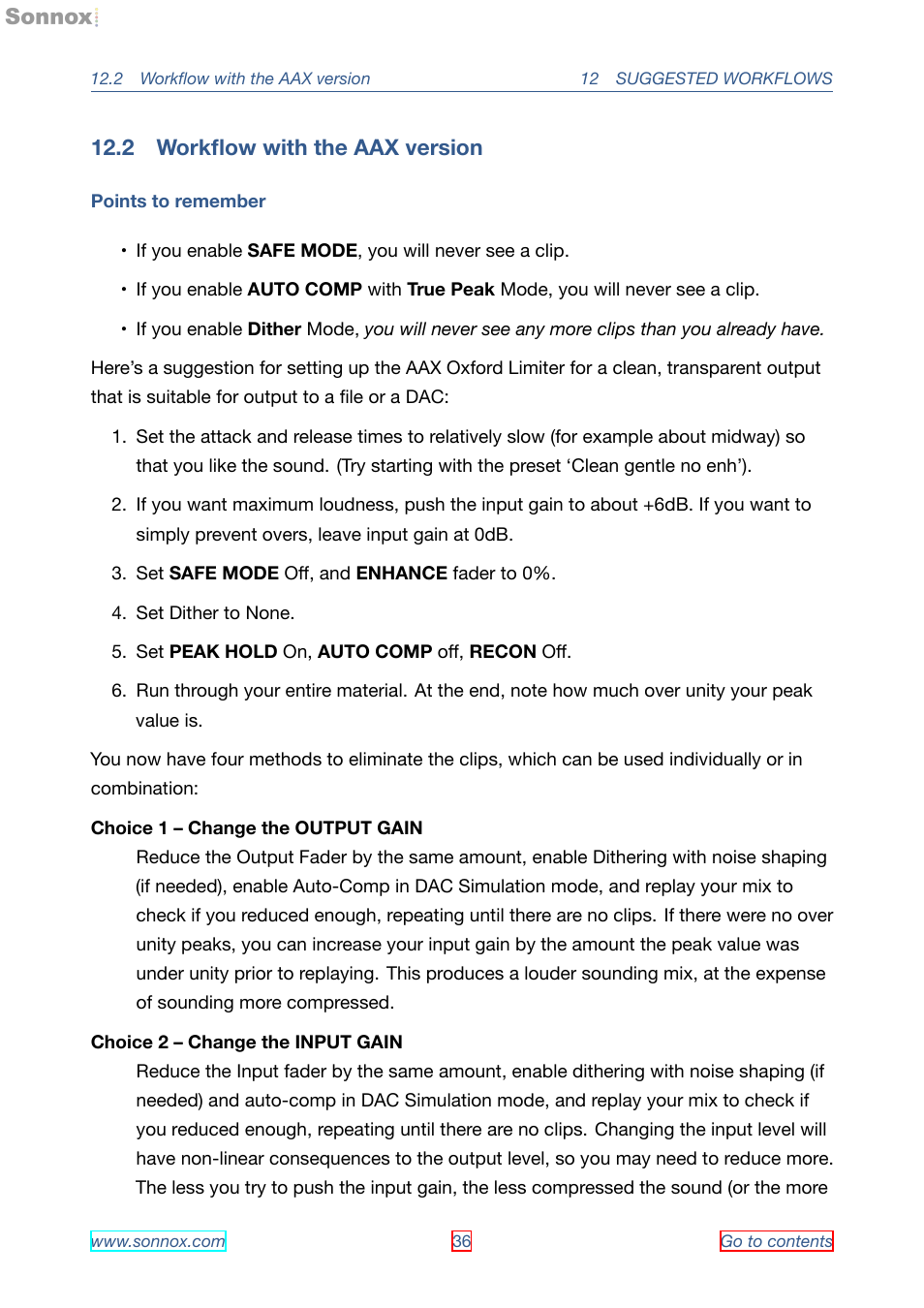 Workflow with the aax version, 2 workﬂow with the aax version | Sonnox Oxford Limiter User Manual | Page 36 / 40
