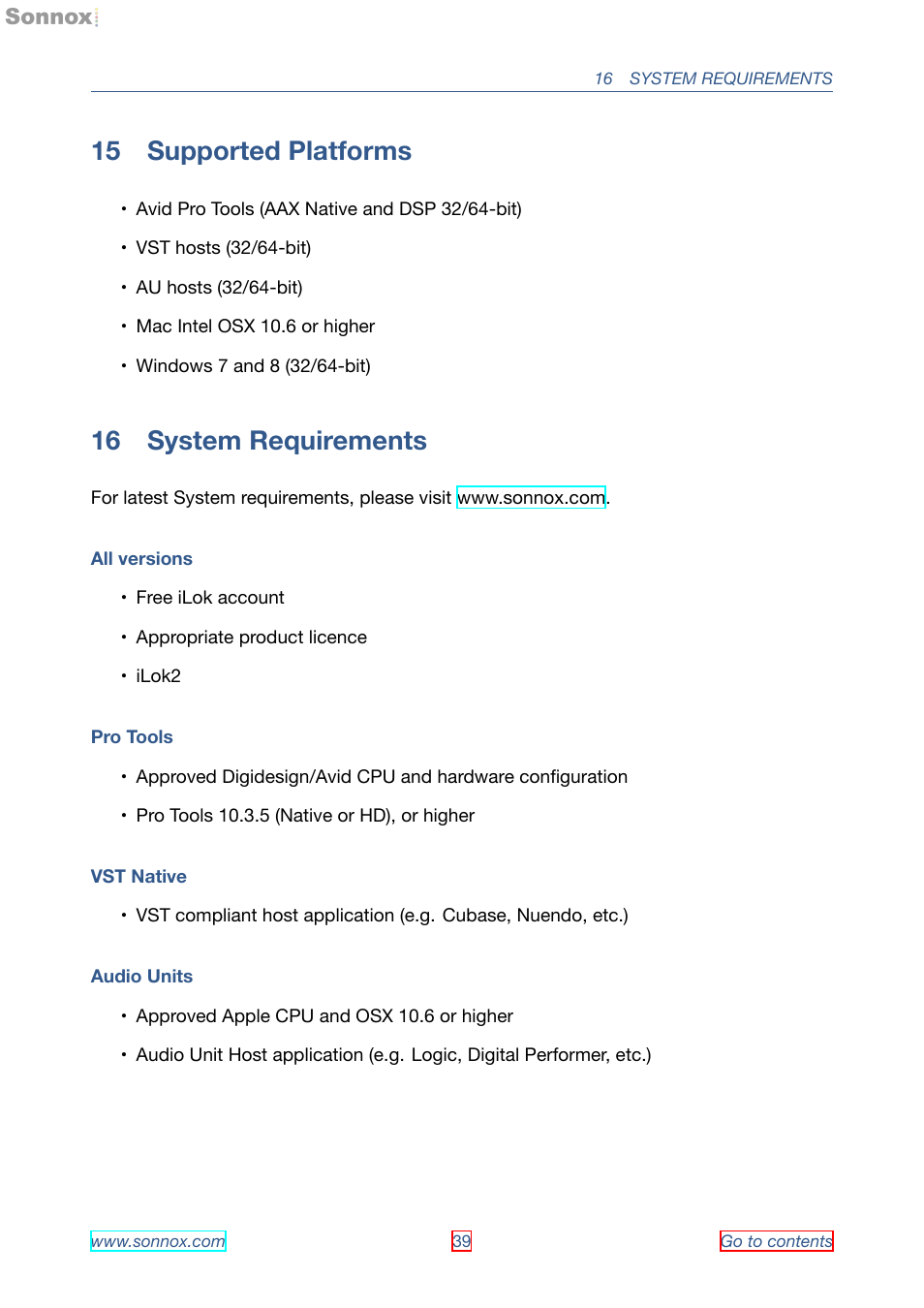 Supported platforms, System requirements, 15 supported platforms | 16 system requirements | Sonnox Oxford Limiter User Manual | Page 39 / 40