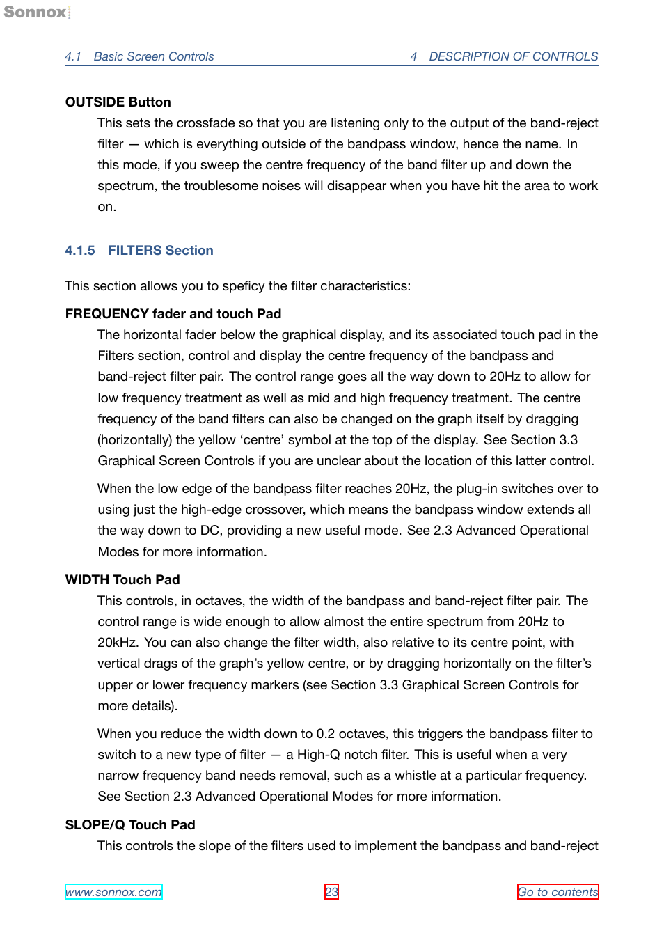 Filters section, 5 filters section | Sonnox Oxford SuprEsser User Manual | Page 23 / 41