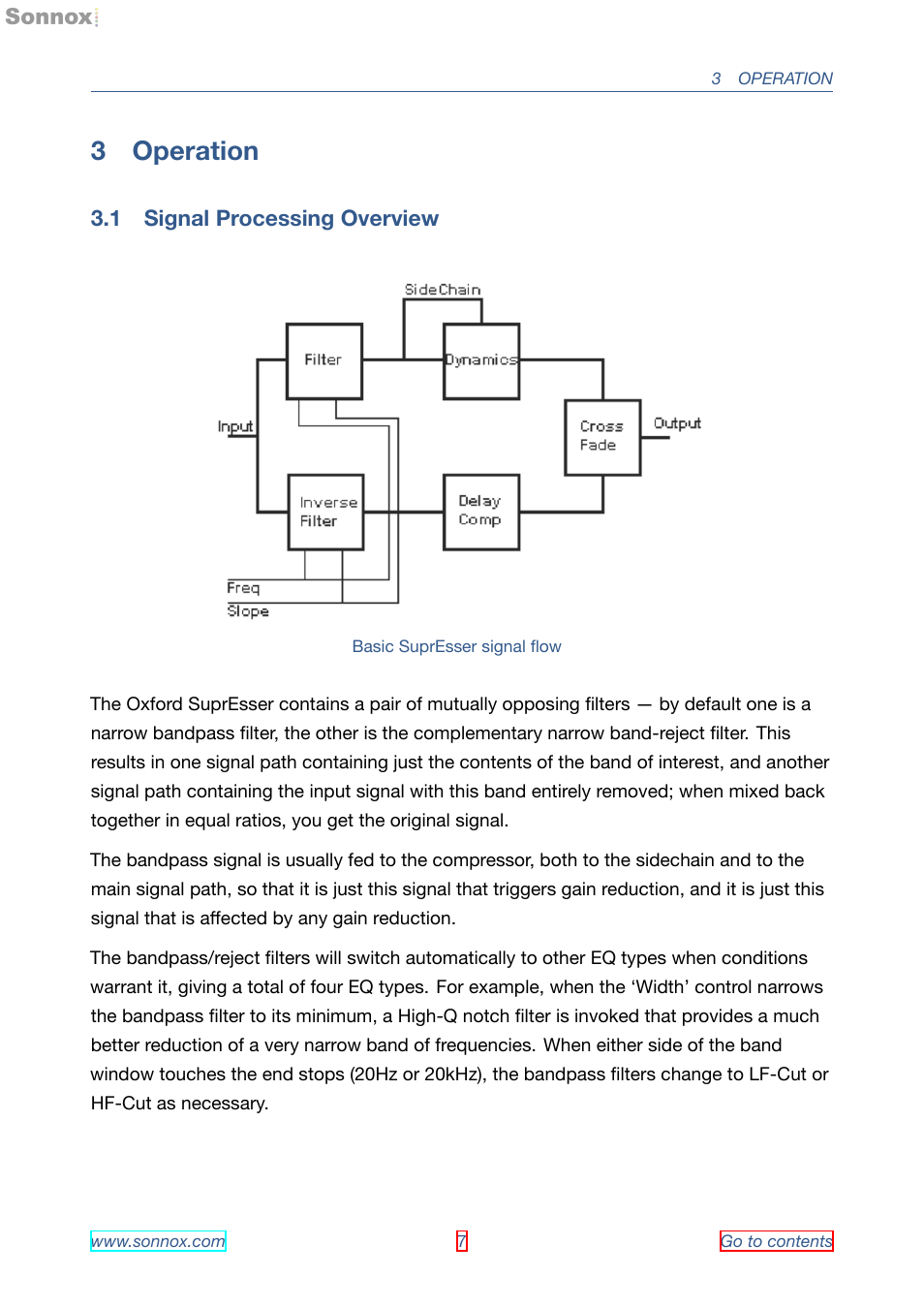 Operation, Signal processing overview, 3 operation | 1 signal processing overview | Sonnox Oxford SuprEsser User Manual | Page 7 / 41