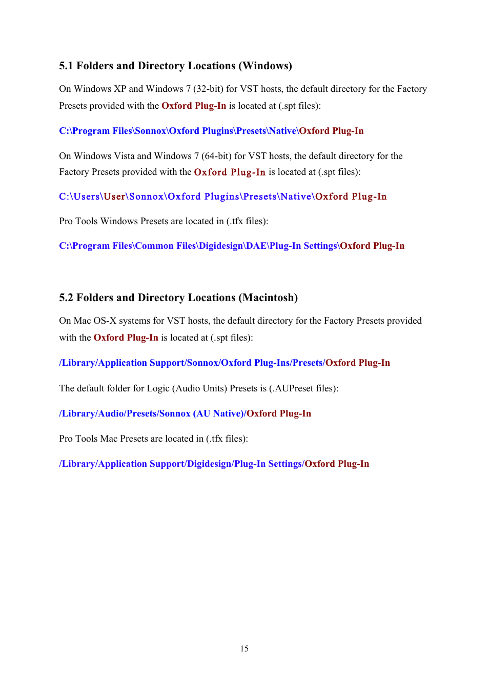 Windows, Macintosh | Sonnox Oxford Preset Manager User Manual | Page 15 / 16