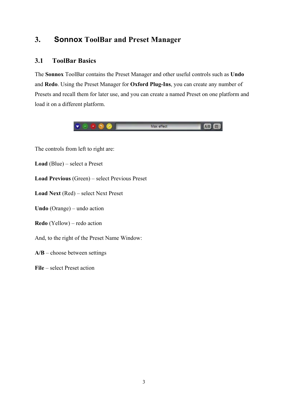 Toolbar and preset manager, Toolbar basics, Sonnox toolbar and preset manager | Sonnox Oxford Preset Manager User Manual | Page 3 / 16
