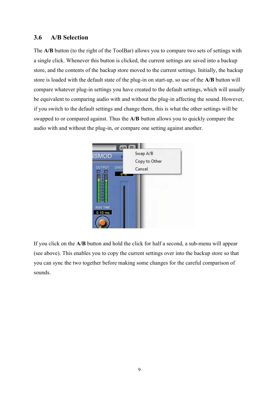 A/b selection | Sonnox Oxford Preset Manager User Manual | Page 9 / 16