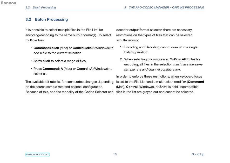 Batch processing | Sonnox Pro-Codec User Manual | Page 10 / 11