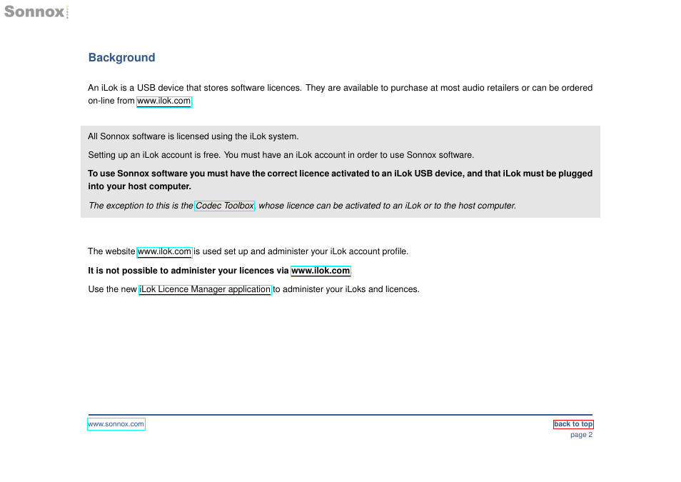 Background | Sonnox Using iLok Devices and the iLok Licence Manager application User Manual | Page 2 / 10