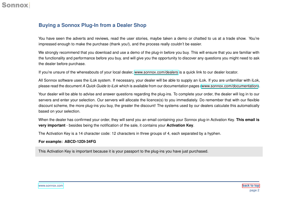 Buying a sonnox plug-in from a dealer shop | Sonnox Purchasing and Registering Sonnox Plug-Ins User Manual | Page 2 / 7