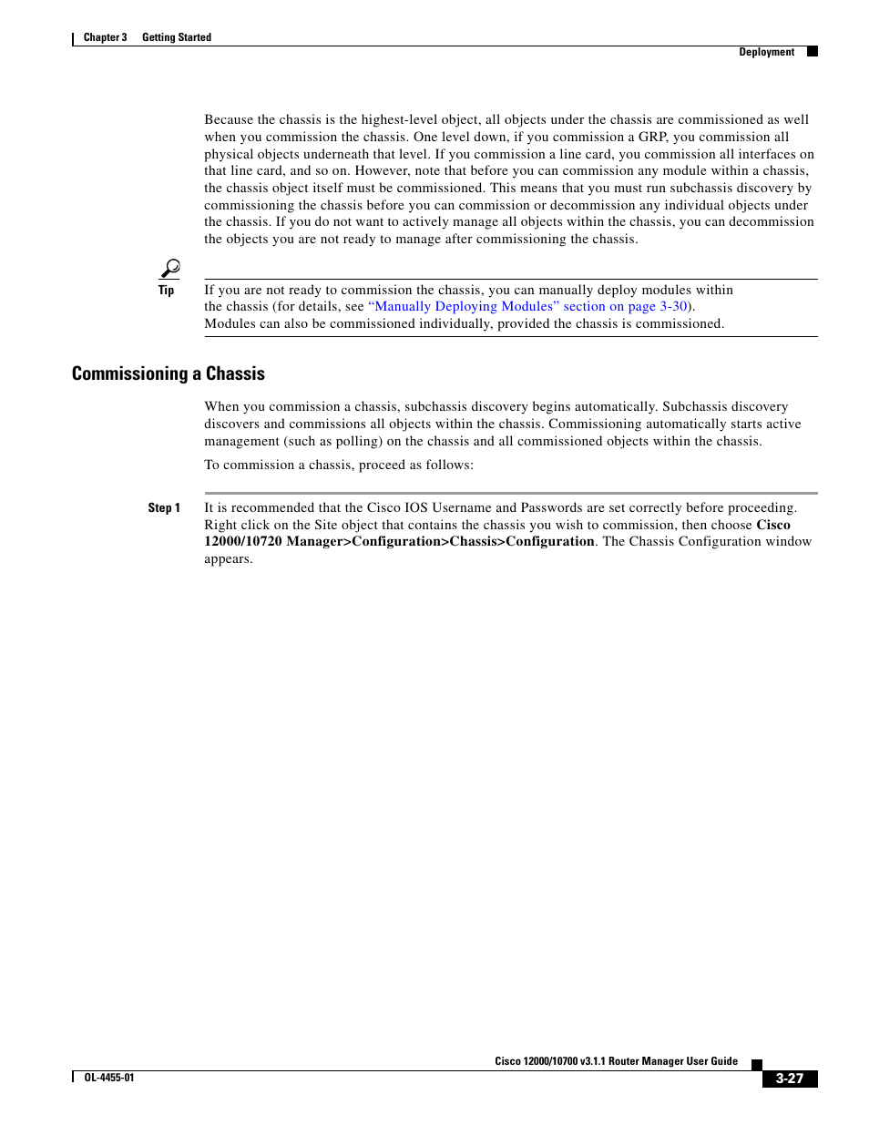 Commissioning a chassis | Cisco 12000 User Manual | Page 27 / 60