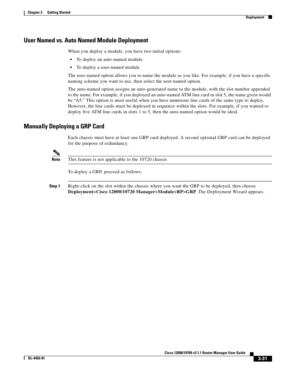User named vs. auto named module deployment, Manually deploying a grp card | Cisco 12000 User Manual | Page 31 / 60