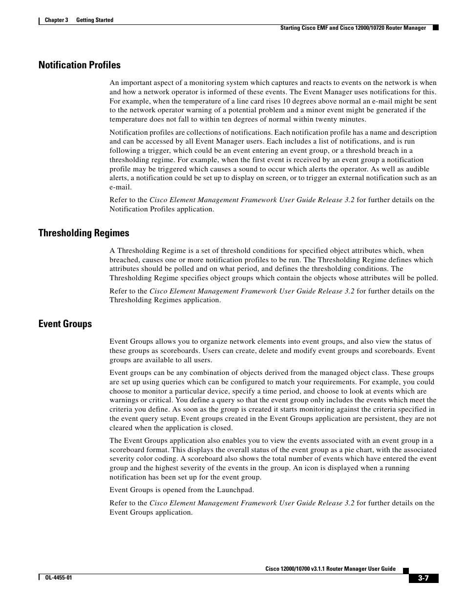 Notification profiles, Thresholding regimes, Event groups | Cisco 12000 User Manual | Page 7 / 60
