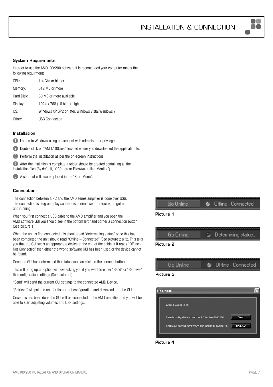 Installation & connection | Sonodyne AMD 200 User Manual | Page 7 / 20