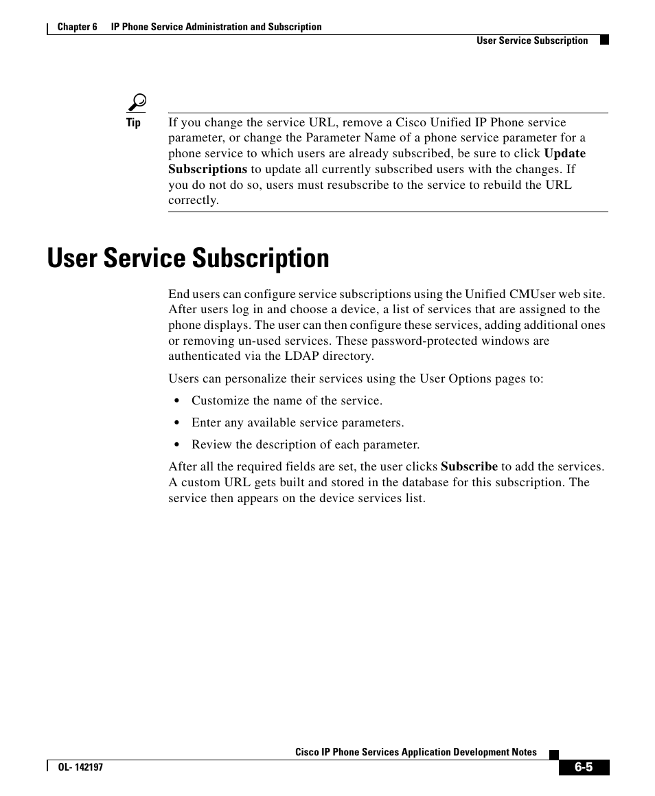 User service subscription | Cisco OL- 142197 User Manual | Page 5 / 6