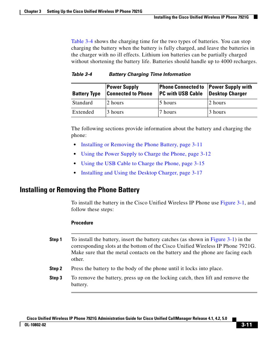 Installing or removing the phone battery, Installing or removing the | Cisco 7921G User Manual | Page 11 / 30