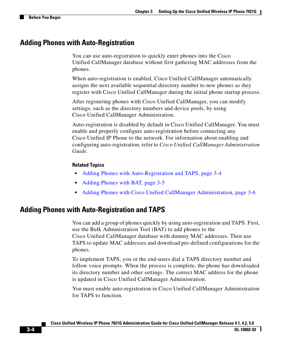 Adding phones with auto-registration, Adding phones with auto-registration and taps | Cisco 7921G User Manual | Page 4 / 30