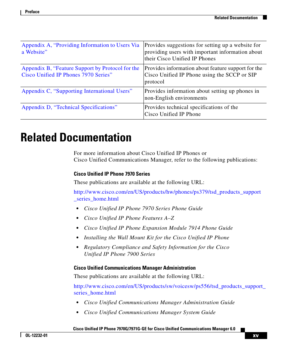 Related documentation | Cisco 7970G User Manual | Page 3 / 6