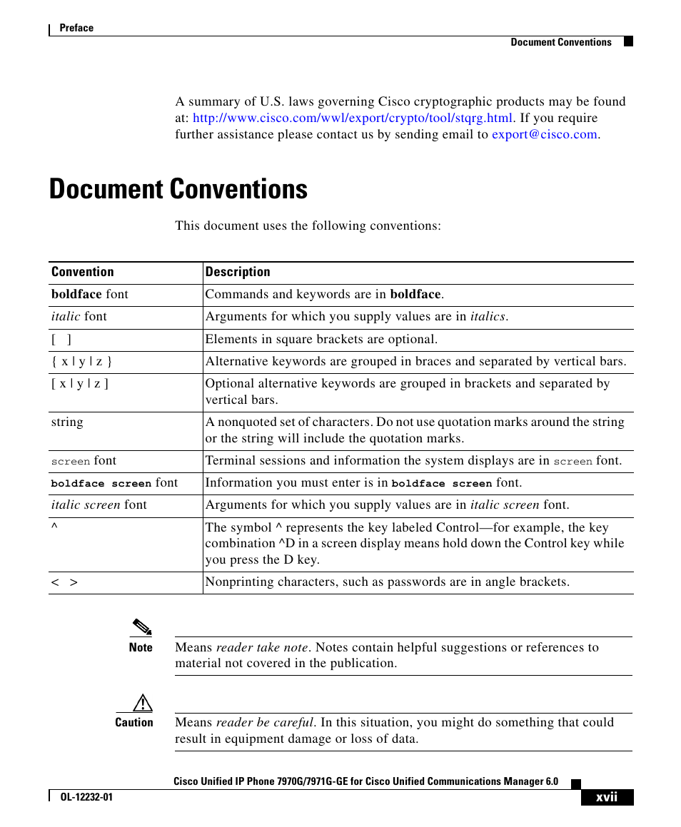 Document conventions | Cisco 7970G User Manual | Page 5 / 6