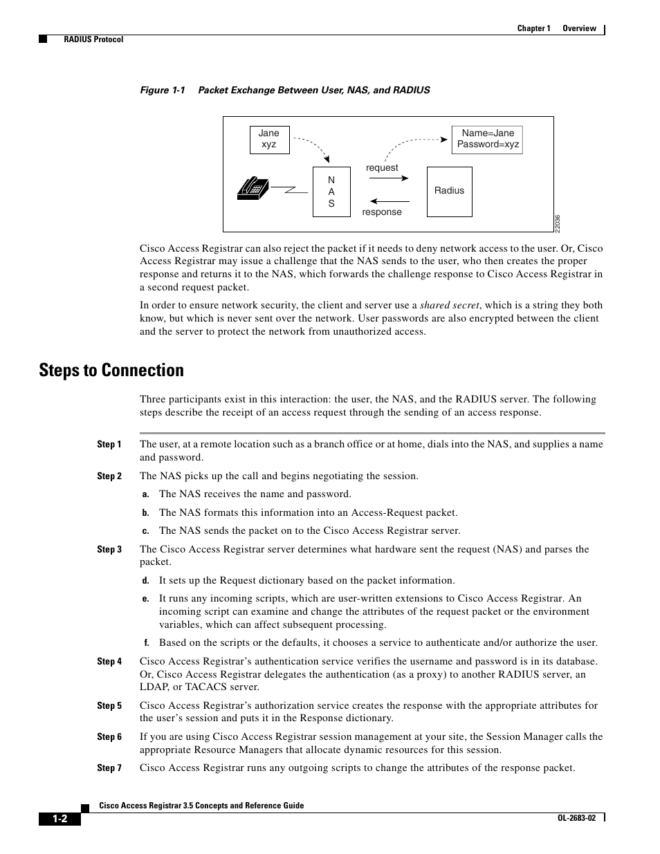 Steps to connection | Cisco Cisco Access Registrar 3.5 User Manual | Page 14 / 80