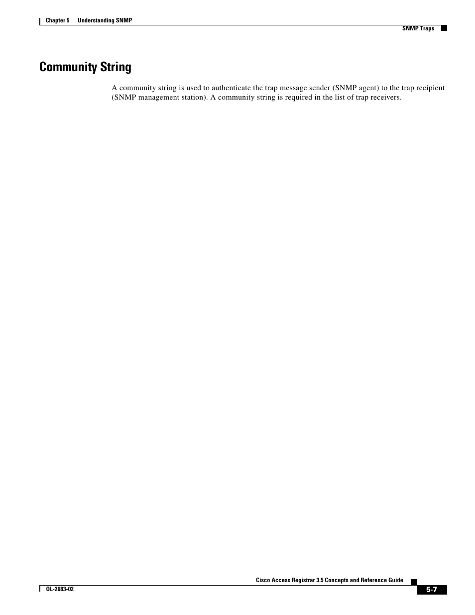 Community string | Cisco Cisco Access Registrar 3.5 User Manual | Page 53 / 80
