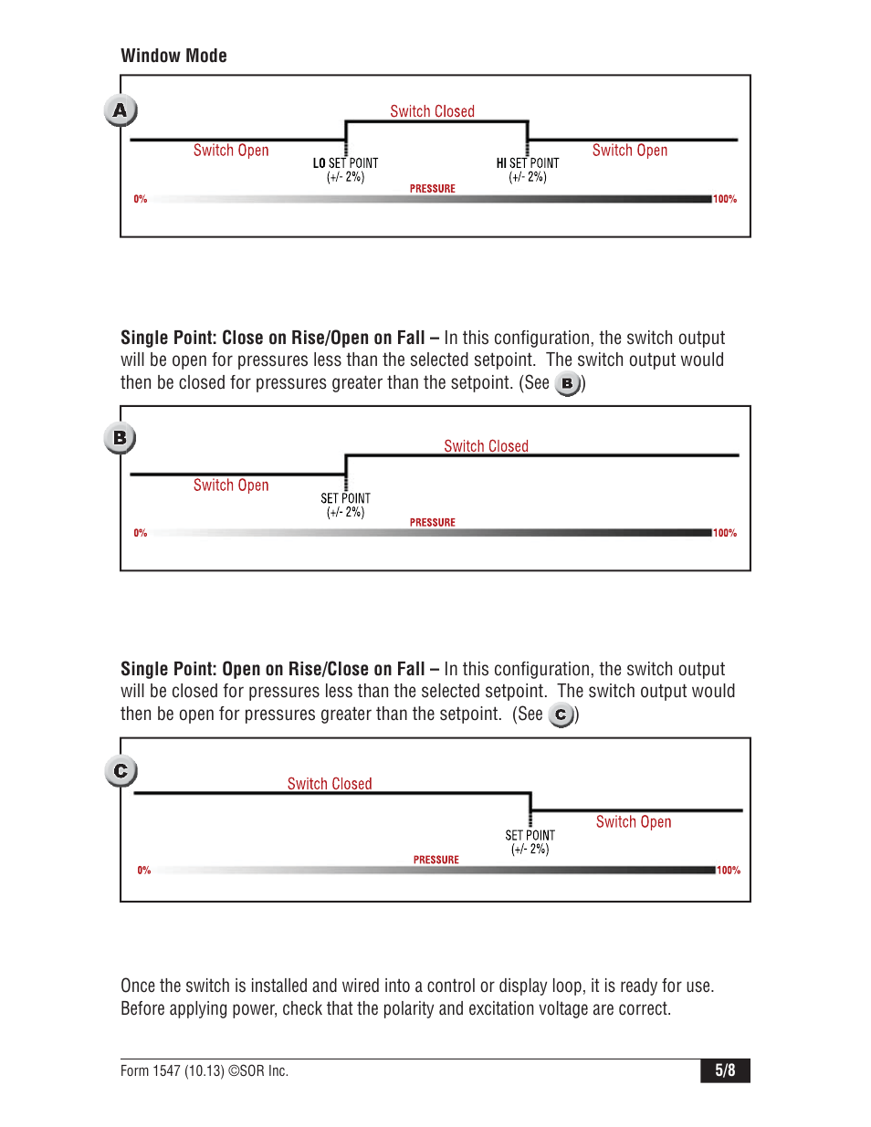 SOR 805QS Pressure Switch-Transmitter User Manual | Page 5 / 8