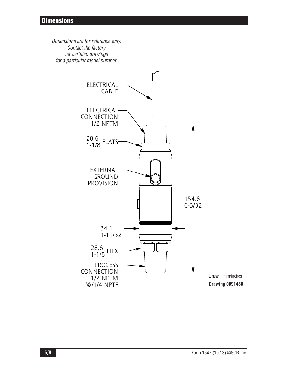 SOR 805QS Pressure Switch-Transmitter User Manual | Page 6 / 8