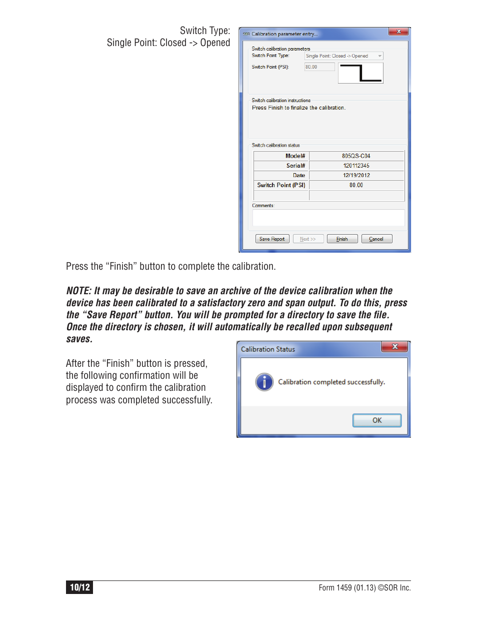 SOR Calibration Manager Software User Manual | Page 10 / 12