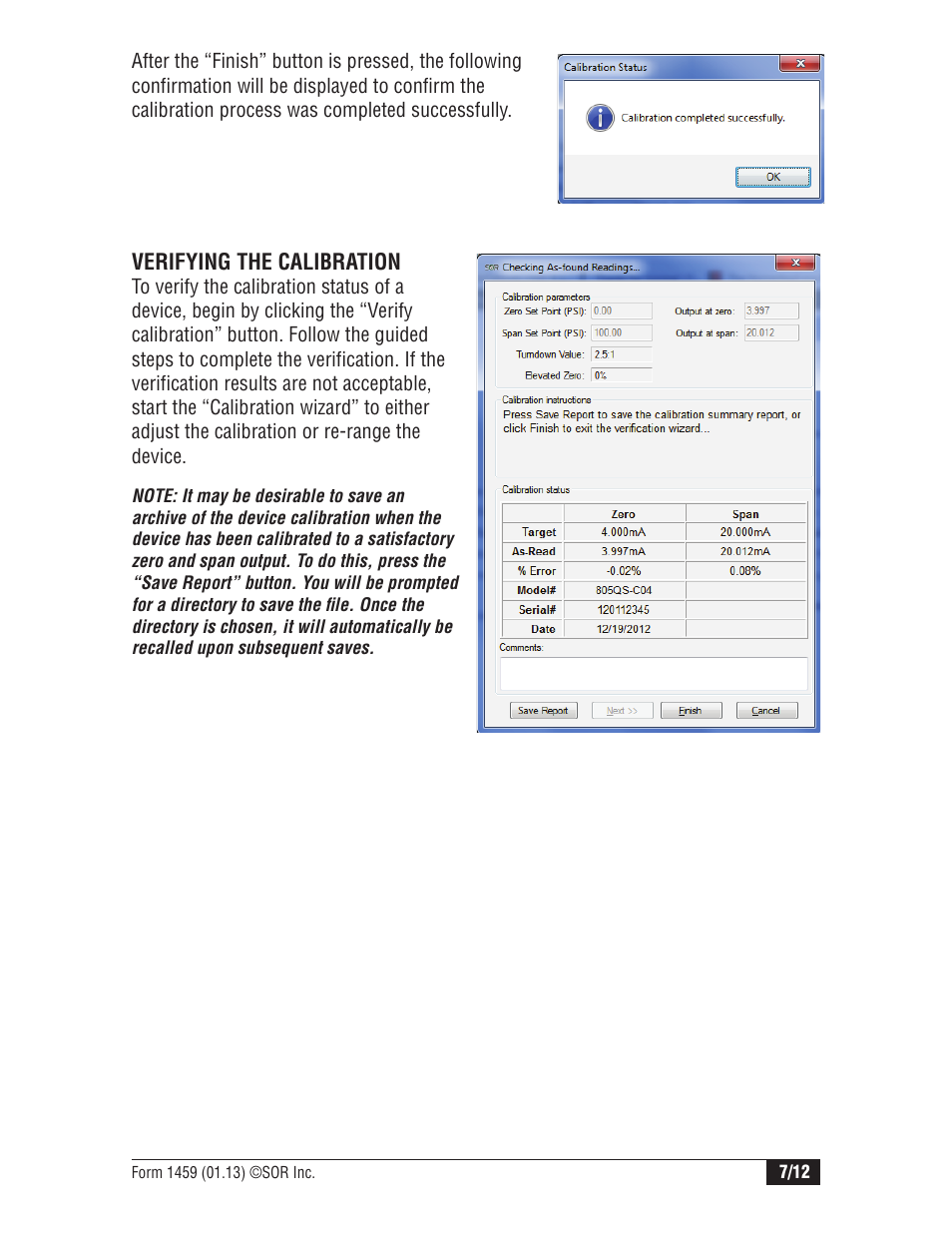 SOR Calibration Manager Software User Manual | Page 7 / 12