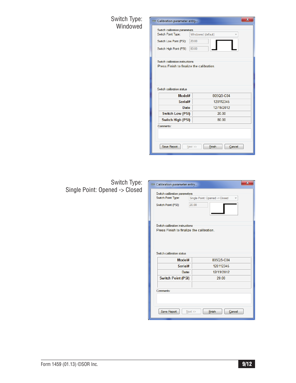 SOR Calibration Manager Software User Manual | Page 9 / 12