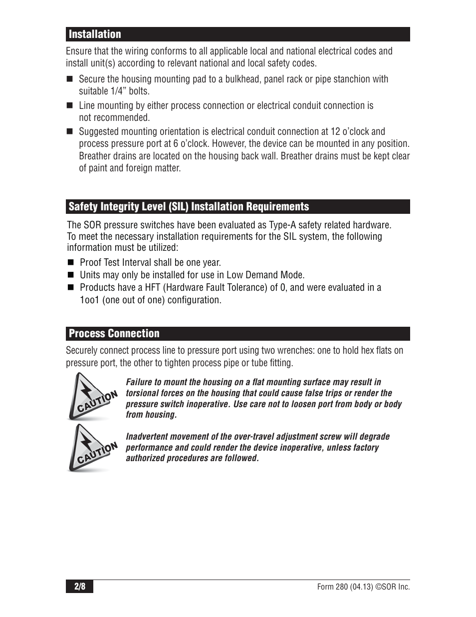 SOR Big Hermet Explosion Proof, Hermetically Sealed, Pressure Switch User Manual | Page 2 / 8
