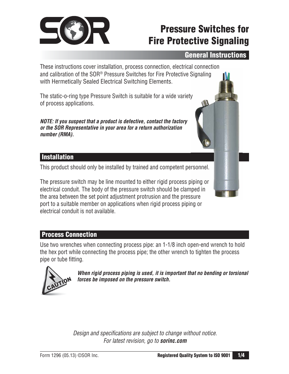 SOR Mini-Hermet User Manual | 4 pages