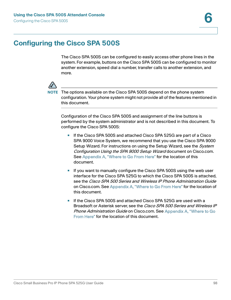 Configuring the cisco spa 500s | Cisco Cisco Small Business Pro IP Phones SPA 525G User Manual | Page 101 / 104
