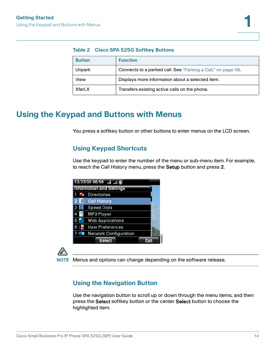 Using the keypad and buttons with menus, Using keypad shortcuts, Using the navigation button | Cisco Cisco Small Business Pro IP Phones SPA 525G User Manual | Page 17 / 104