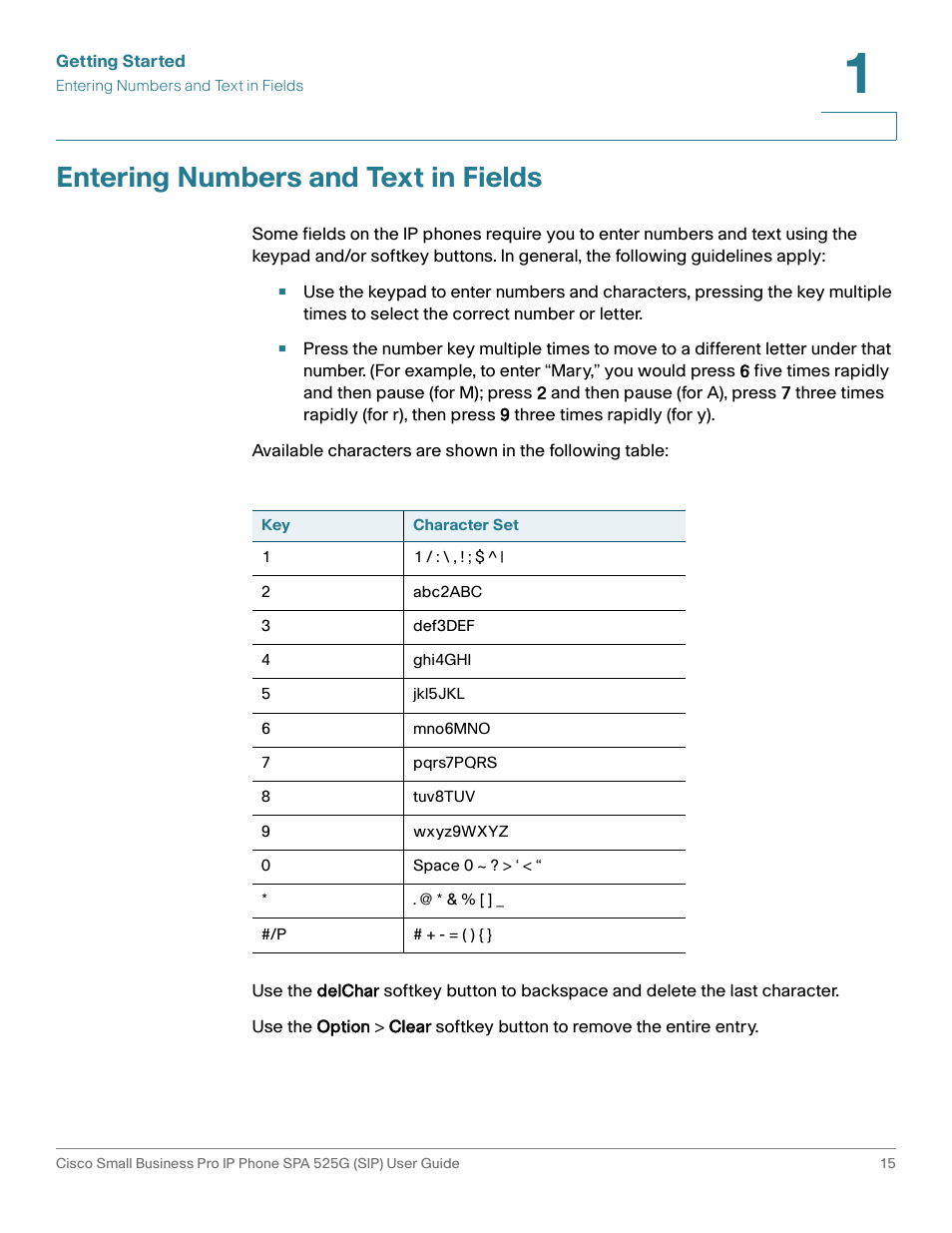 Entering numbers and text in fields | Cisco Cisco Small Business Pro IP Phones SPA 525G User Manual | Page 18 / 104