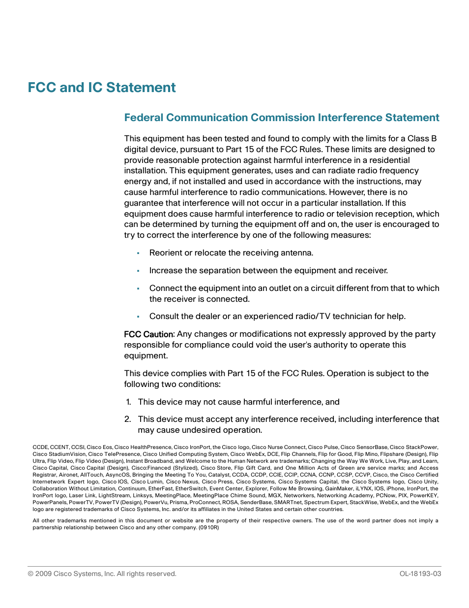 Fcc and ic statement | Cisco Cisco Small Business Pro IP Phones SPA 525G User Manual | Page 2 / 104