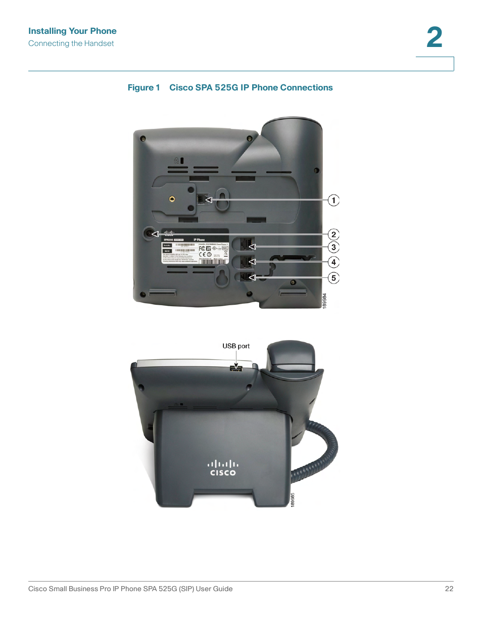 Figure 1 cisco spa 525g ip phone connections | Cisco Cisco Small Business Pro IP Phones SPA 525G User Manual | Page 25 / 104