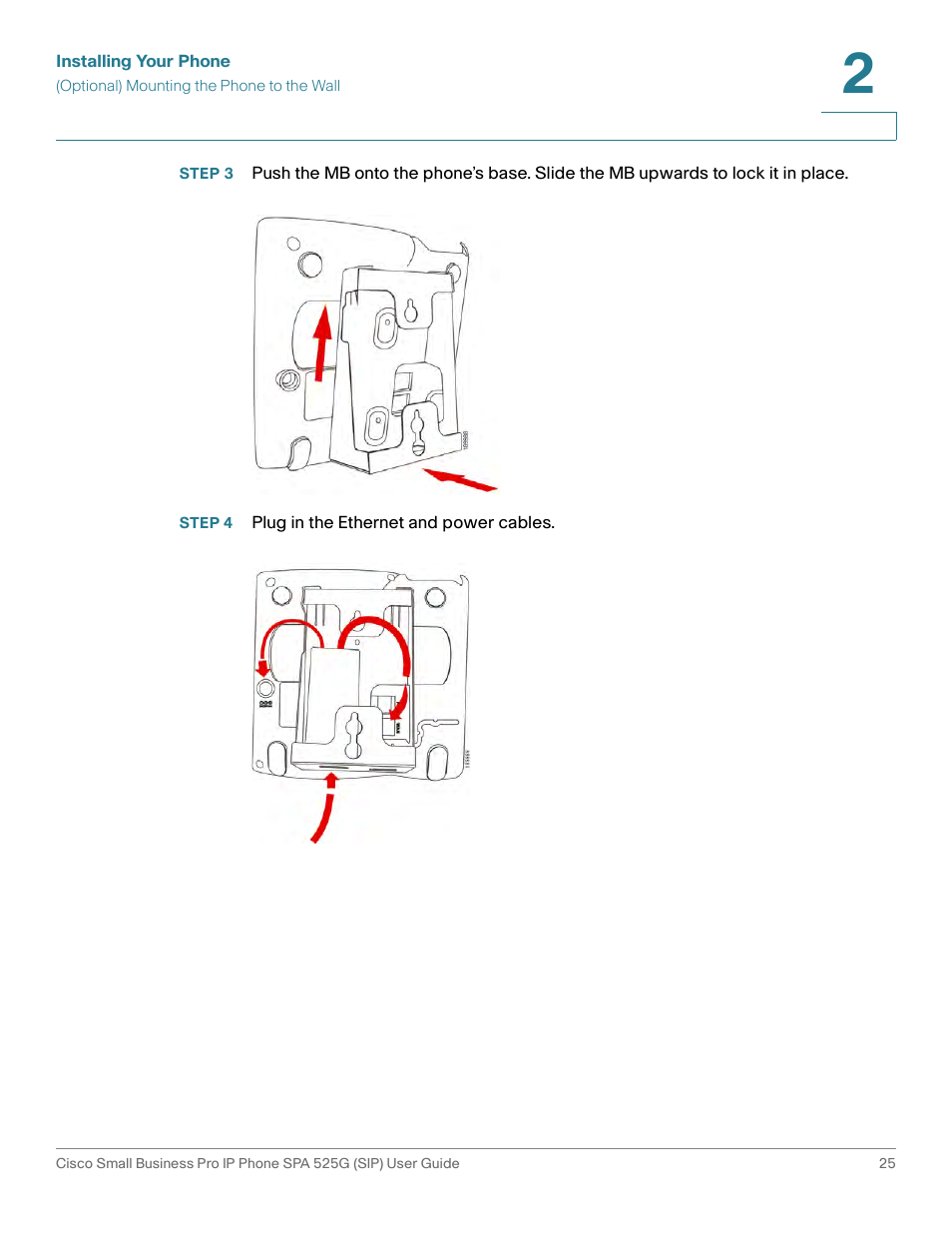 Step 4 plug in the ethernet and power cables | Cisco Cisco Small Business Pro IP Phones SPA 525G User Manual | Page 28 / 104