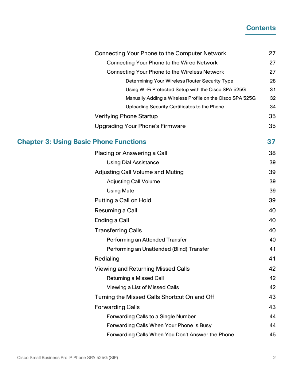 Cisco Cisco Small Business Pro IP Phones SPA 525G User Manual | Page 5 / 104