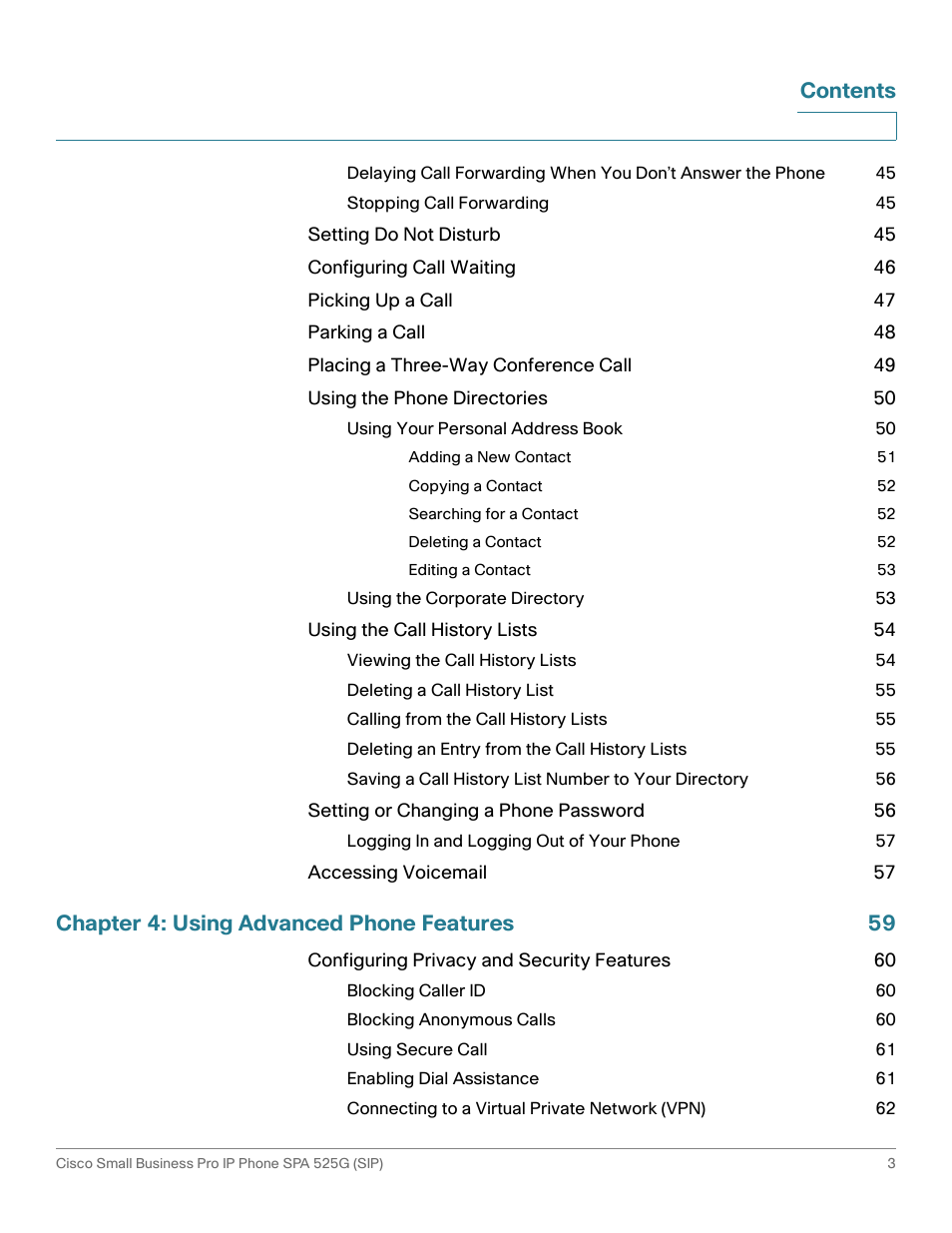 Cisco Cisco Small Business Pro IP Phones SPA 525G User Manual | Page 6 / 104