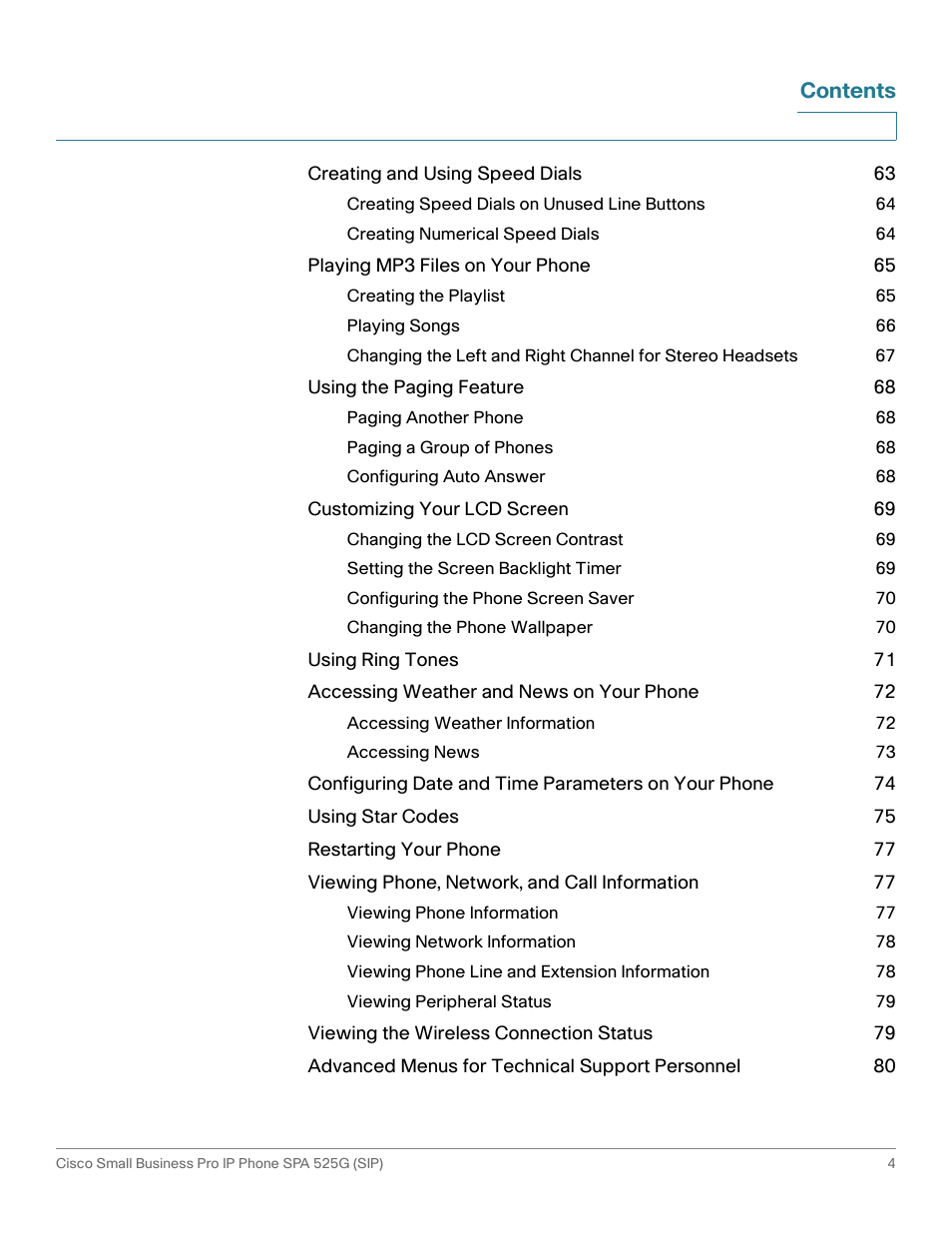 Cisco Cisco Small Business Pro IP Phones SPA 525G User Manual | Page 7 / 104
