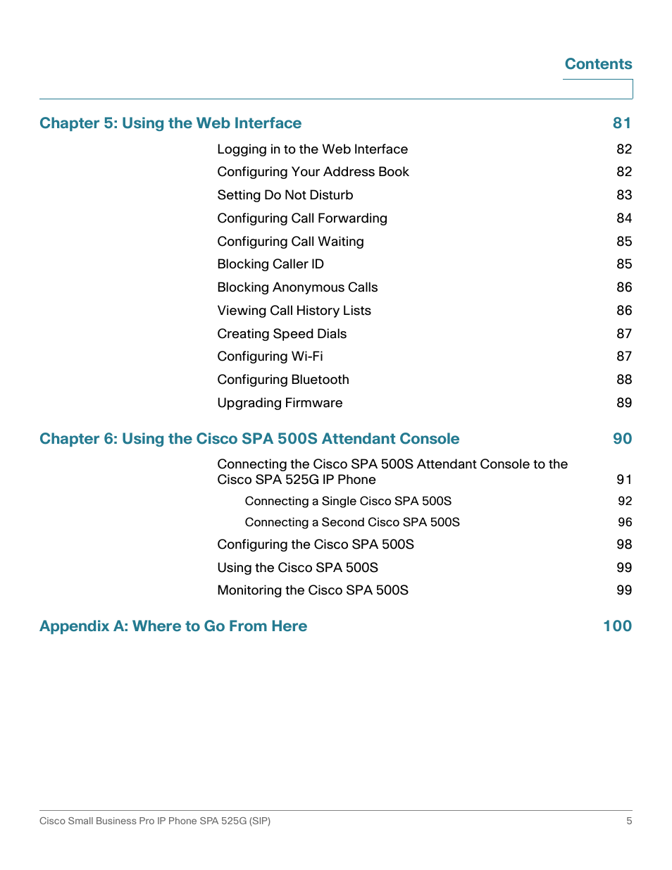 Cisco Cisco Small Business Pro IP Phones SPA 525G User Manual | Page 8 / 104