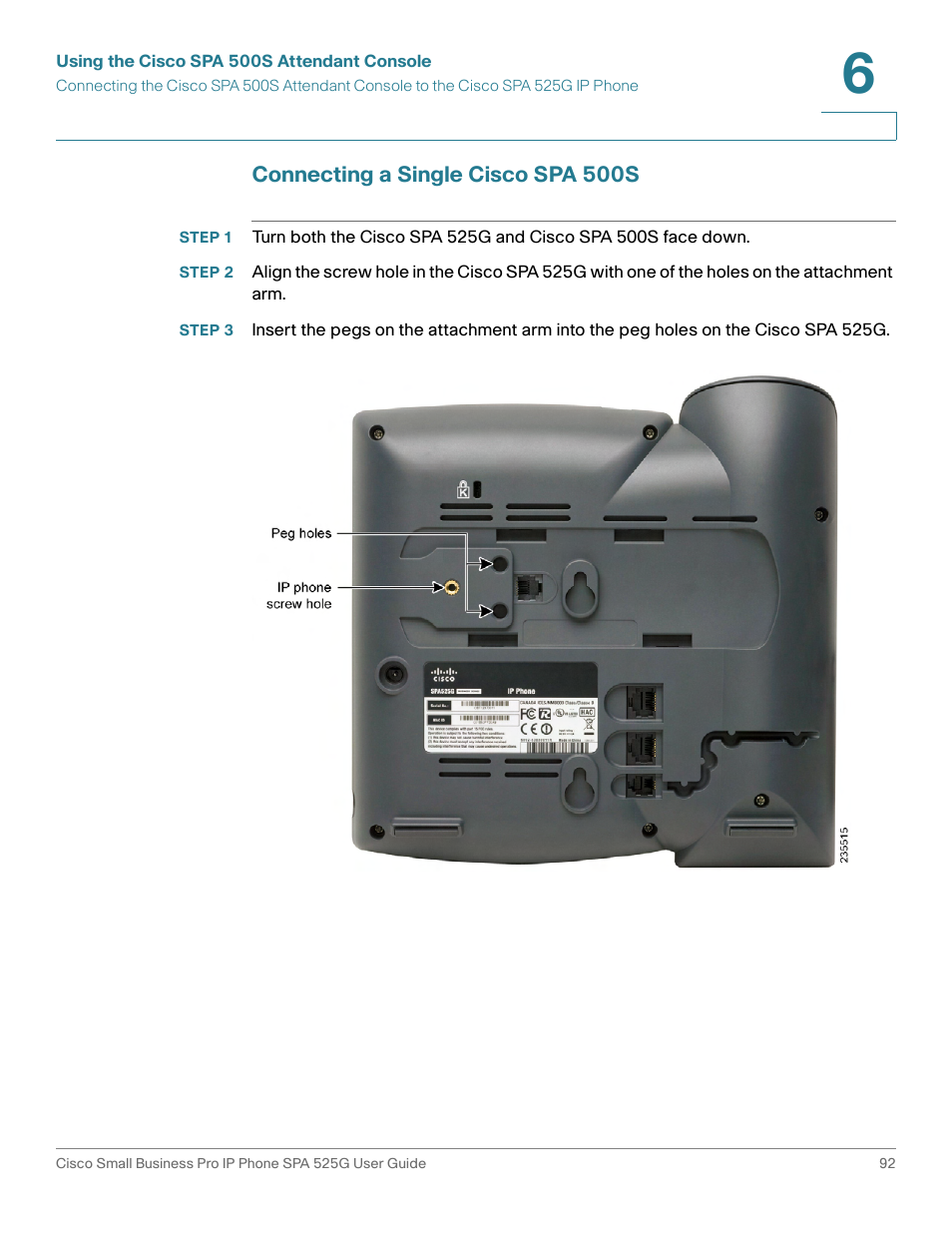 Connecting a single cisco spa 500s | Cisco Cisco Small Business Pro IP Phones SPA 525G User Manual | Page 95 / 104