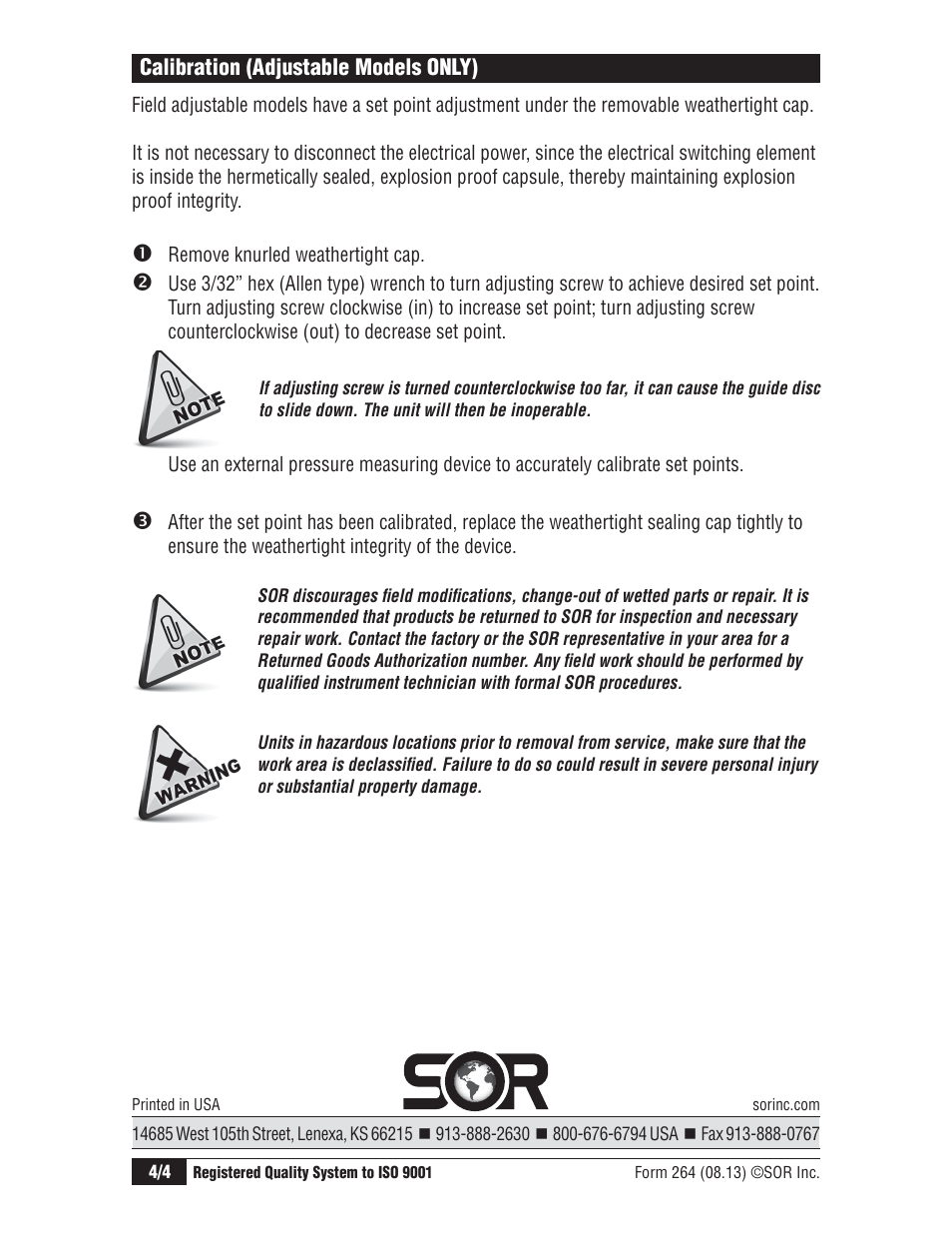 SOR Sub Mini Hermet User Manual | Page 4 / 4