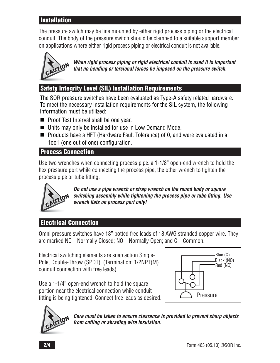 SOR Omni Weatherproof Pressure Switch User Manual | Page 2 / 4