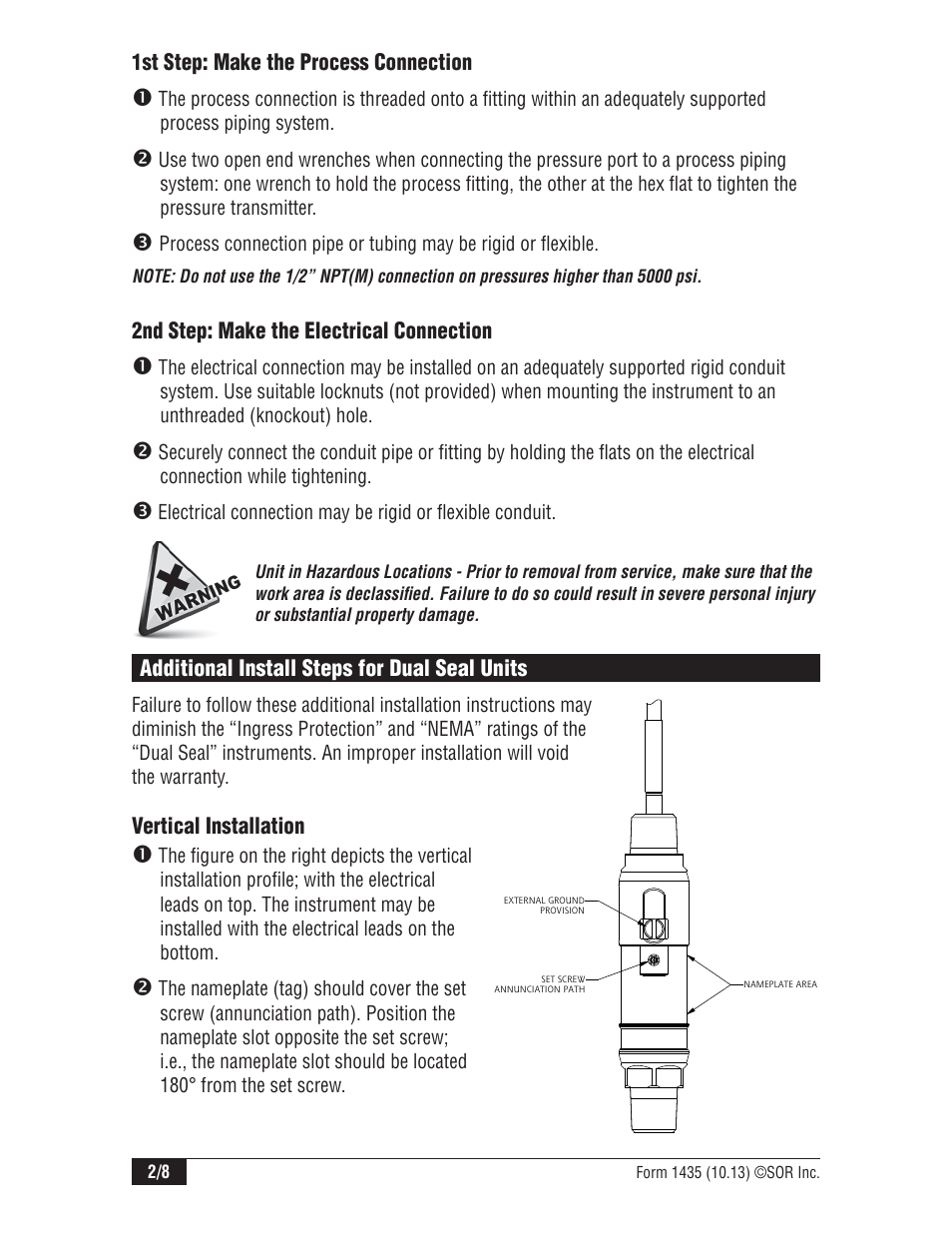 SOR 805PT Pressure Transmitter User Manual | Page 2 / 8