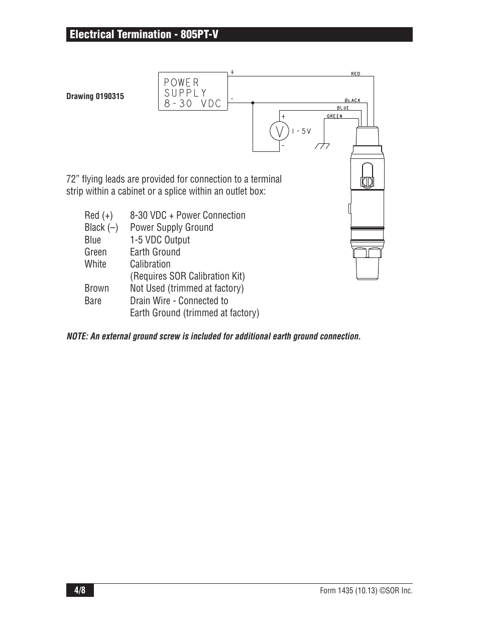 SOR 805PT Pressure Transmitter User Manual | Page 4 / 8