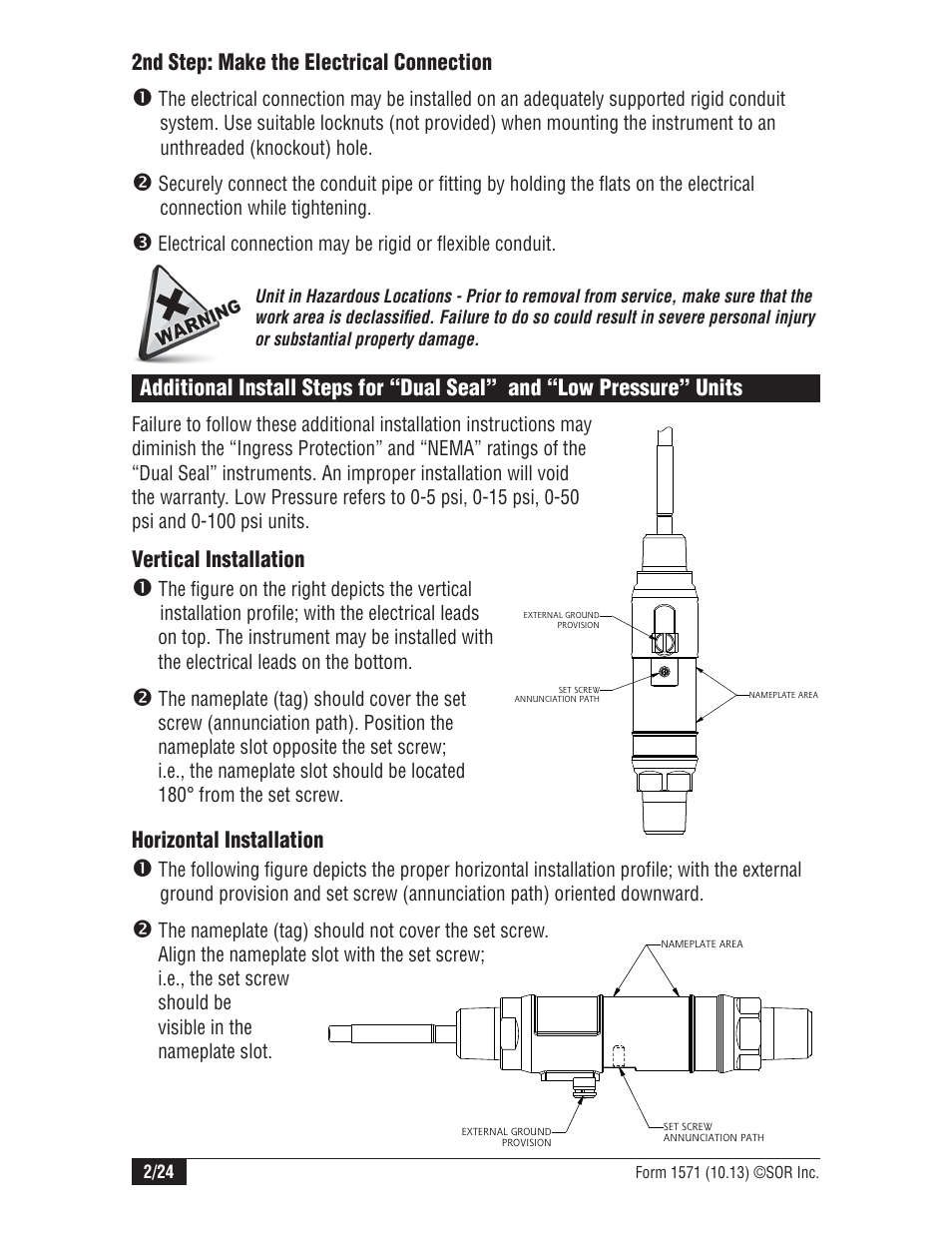 SOR 815PT Smart Pressure Transmitter User Manual | Page 2 / 24