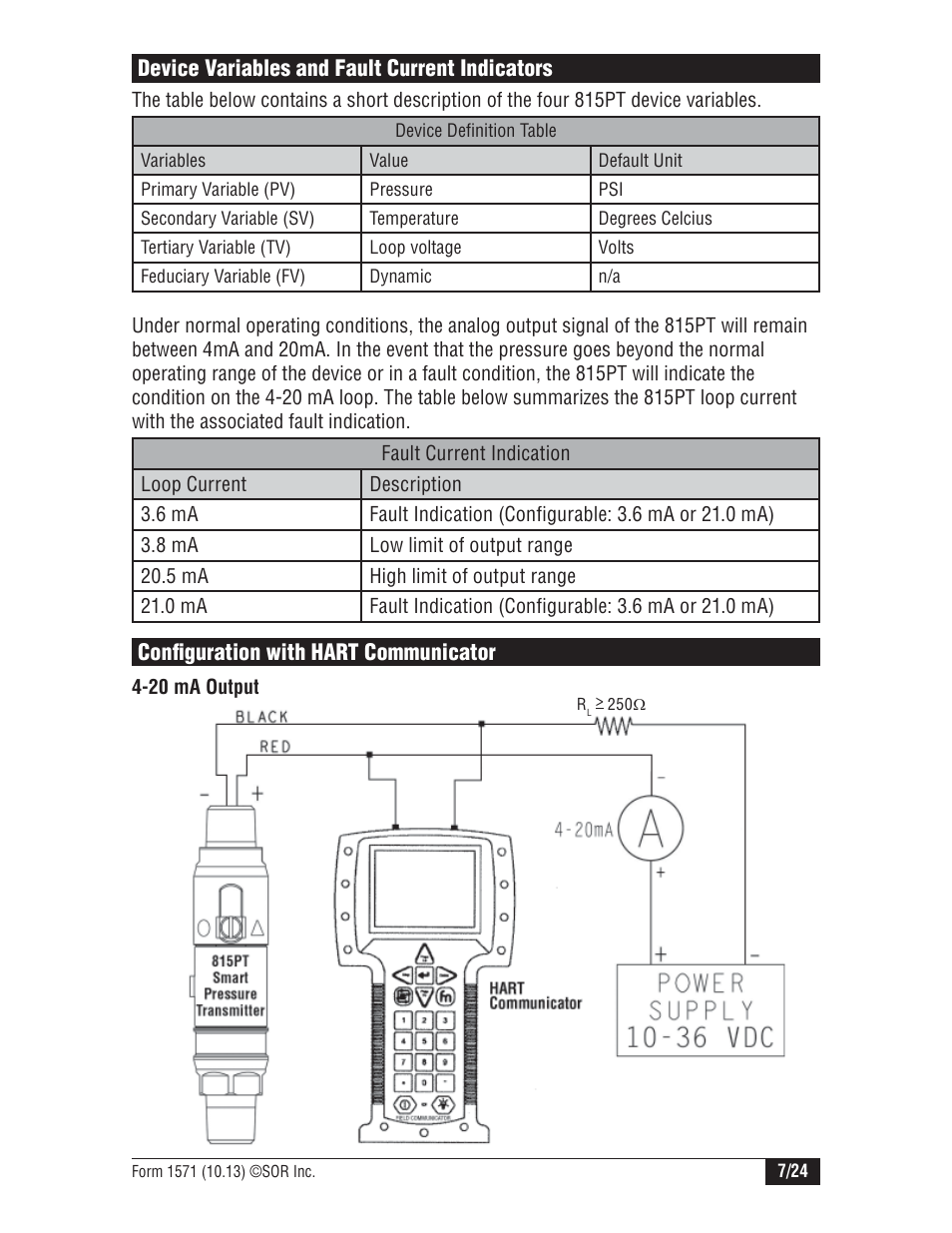 SOR 815PT Smart Pressure Transmitter User Manual | Page 7 / 24