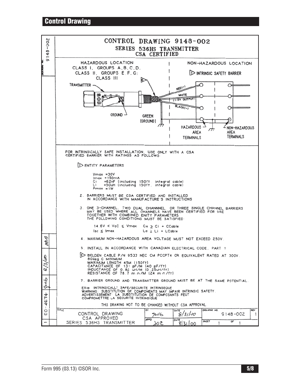 SOR 536HS Low Power Pressure Transmitters User Manual | Page 5 / 8