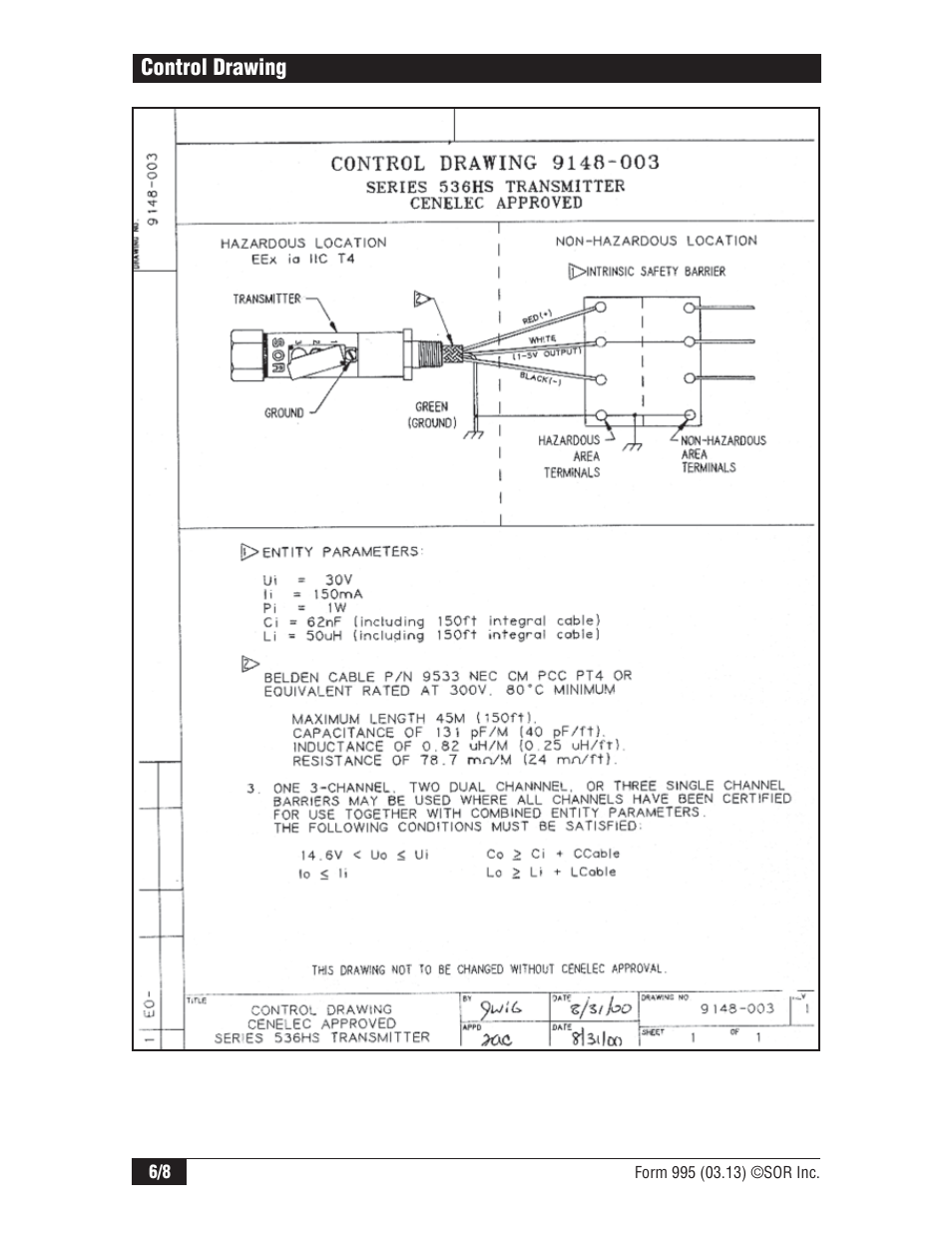 SOR 536HS Low Power Pressure Transmitters User Manual | Page 6 / 8