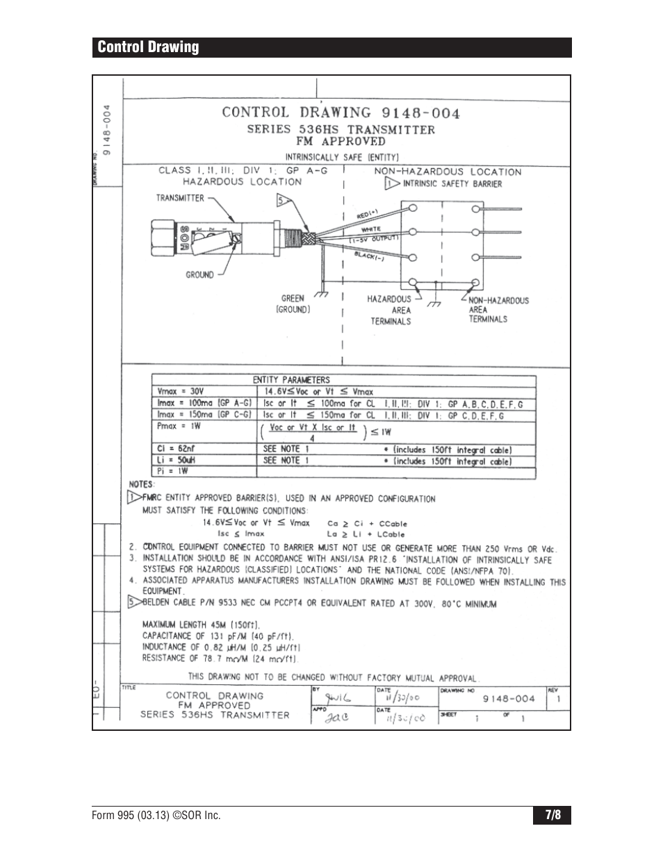 SOR 536HS Low Power Pressure Transmitters User Manual | Page 7 / 8