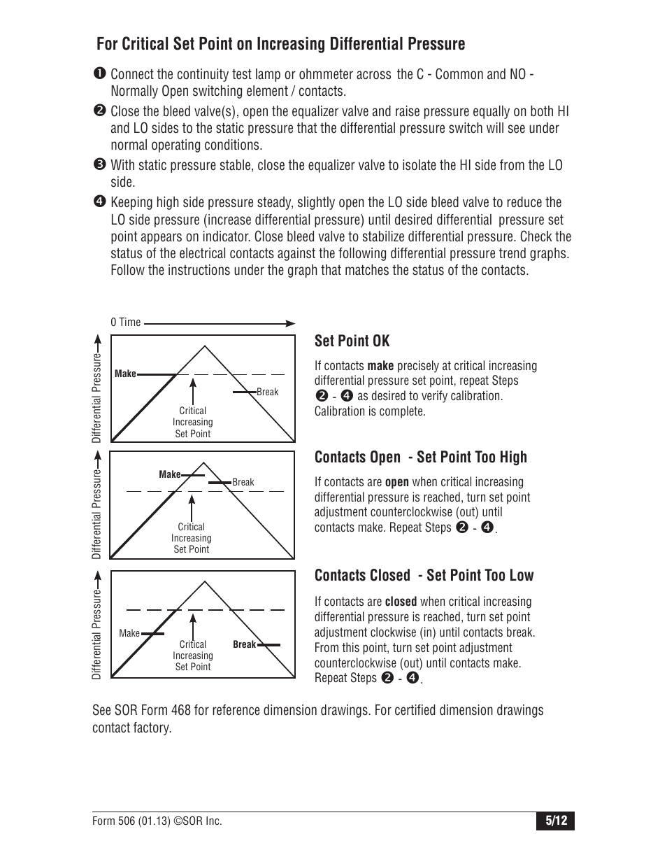 SOR Single Diaphragm Weatherproof Differential Pressure Switch with Terminal Block Connections User Manual | Page 5 / 12