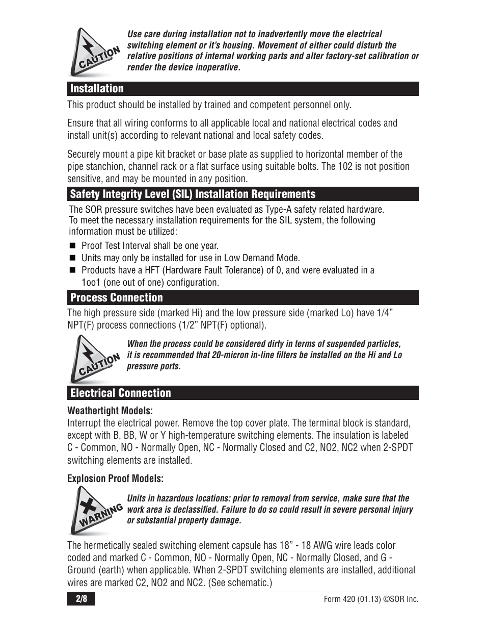 SOR High Static Operation User Manual | Page 2 / 8